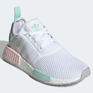 adidas | Women’s White NMD R1 in GREY, CLEAR MINT, & ICEY PINK